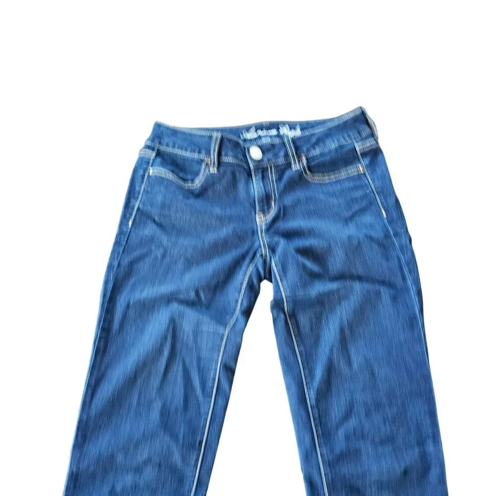American Eagle Women's Dark Wash Jegging Jean's bold stitching size 2 - Picture 5 of 11